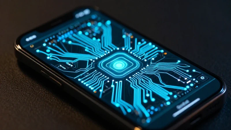Teléfono muestra señal con circuito brillante