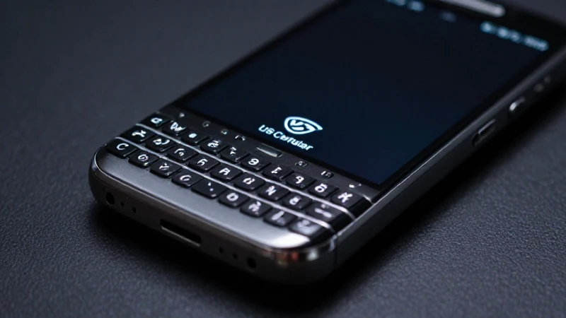 Smartphone BlackBerry resaltado sobre fondo oscuro