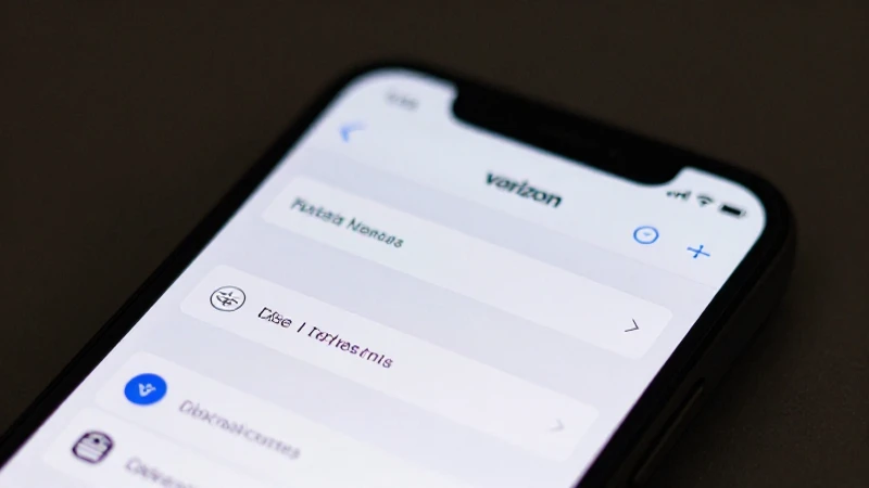 Teléfono muestra ajustes de red con Verizon