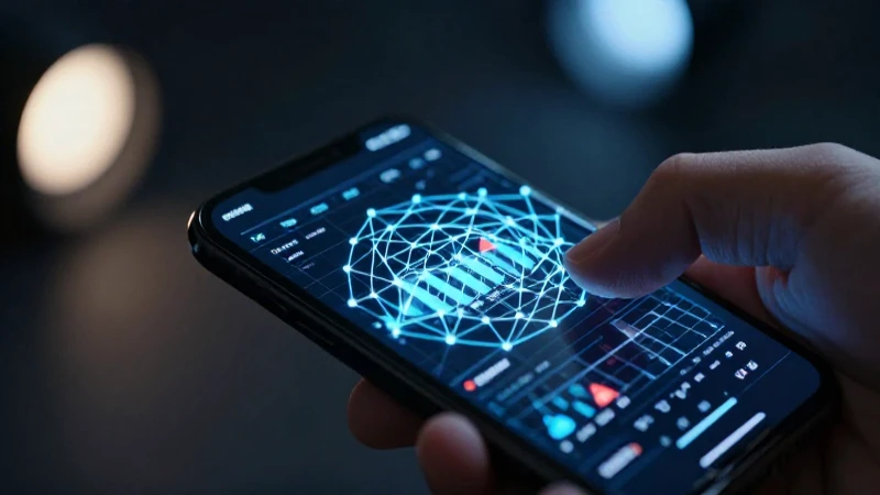Smartphone con gráficos y redes brillantes