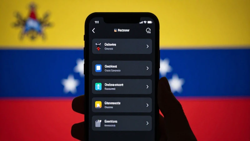 Pantalla móvil con configuración y bandera venezolana
