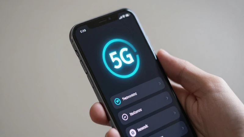 Teléfono muestra 5G con luz suave