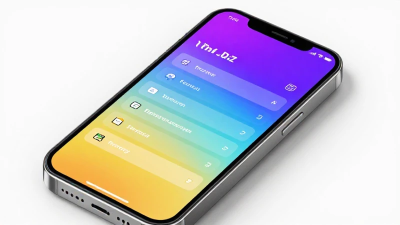 Smartphone con menú ajustes, colores vibrantes