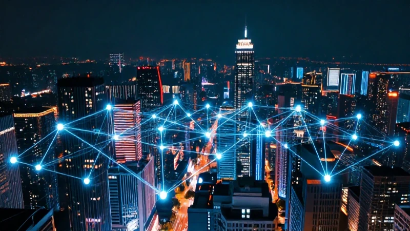 Ciudad futurista: luces neón e intensa red