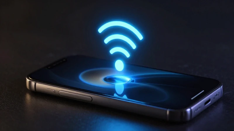 Smartphone iluminado con señal 5G cinematográfica