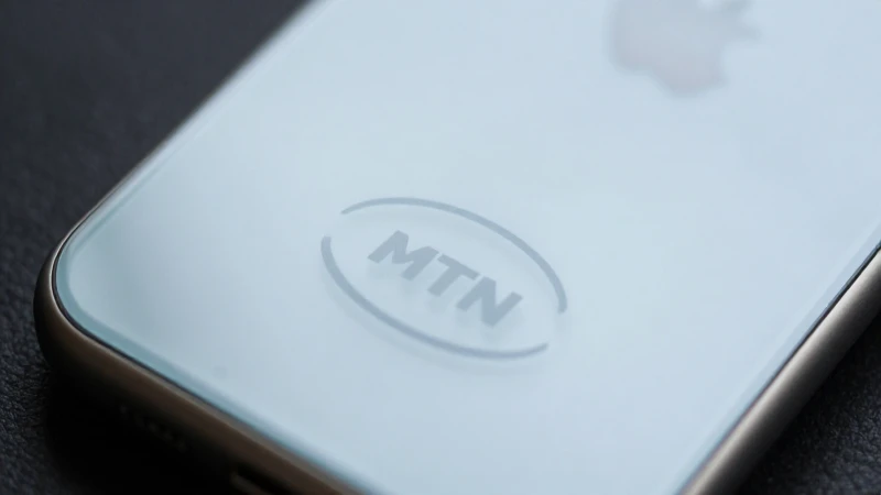 Primer plano del iPhone con el logo de MTN