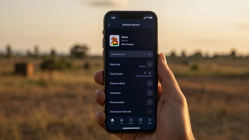 Teléfono muestra ajustes con paisaje zimbabuense
