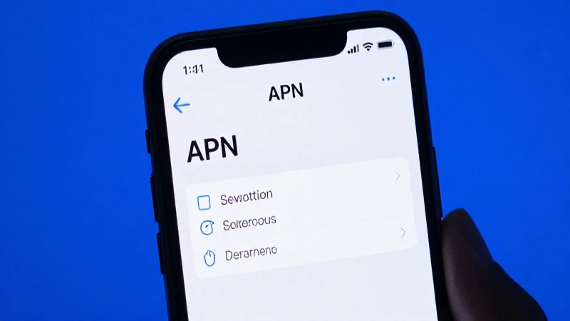 Teléfono muestra ajustes APN con luz suave