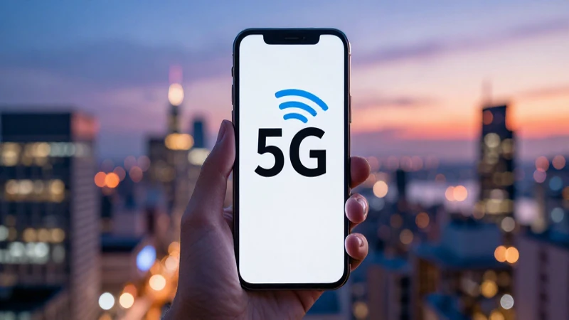 Configura APN de Assurance Wireless para Conexión 5G Rápida 3 Smartphone muestra 5G con ciudad cinematográfica