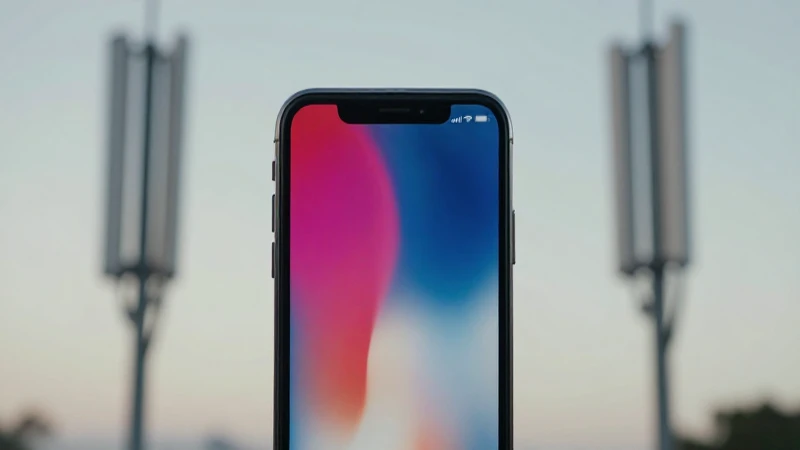 Primer plano cinematográfico con iPhone X desenfocado