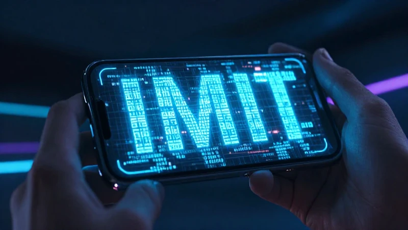 Smartphone futurista con código IMEI brillante
