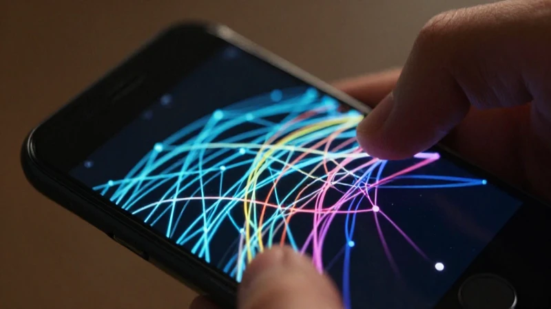 Teléfono móvil, luces cinematográficas, colores vibrantes