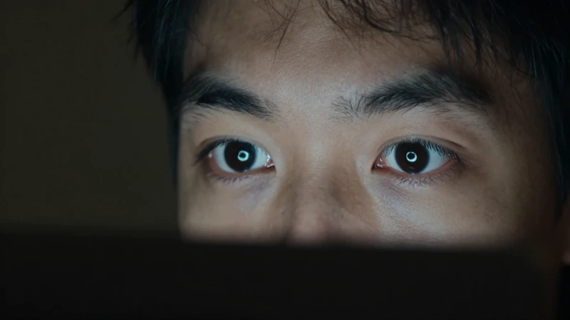 Ojos reflejan la pantalla del portátil