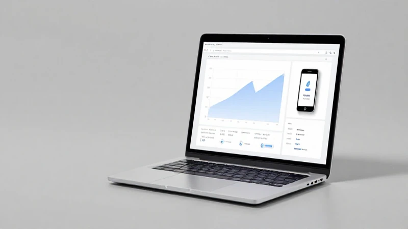 Laptop con gráficos y notificaciones minimalistas
