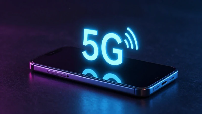 Smartphone moderno con señal 5G y luces neón