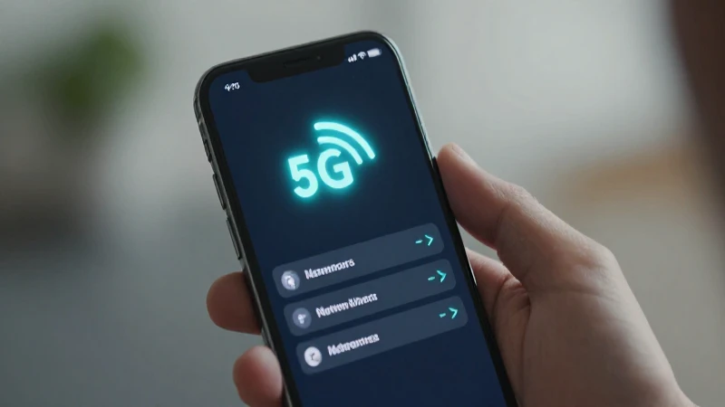 Teléfono muestra señal 5G brillante