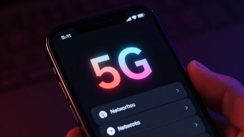 Smartphone muestra 5G brillante y claro