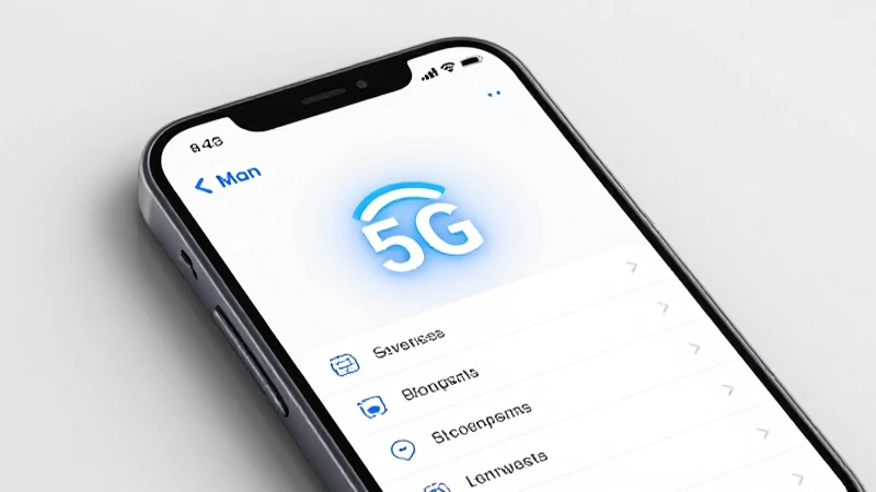 Teléfono muestra ajustes con señal 5G brillante