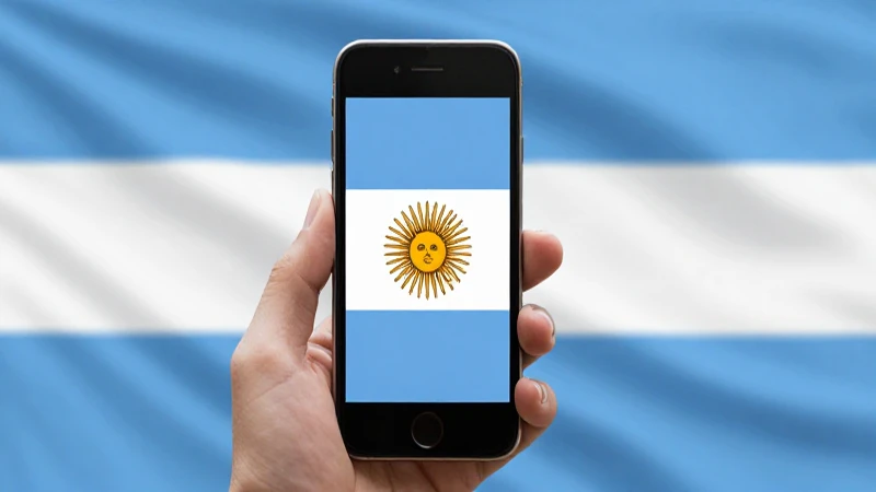 iPhone contra fondo de bandera argentina suave