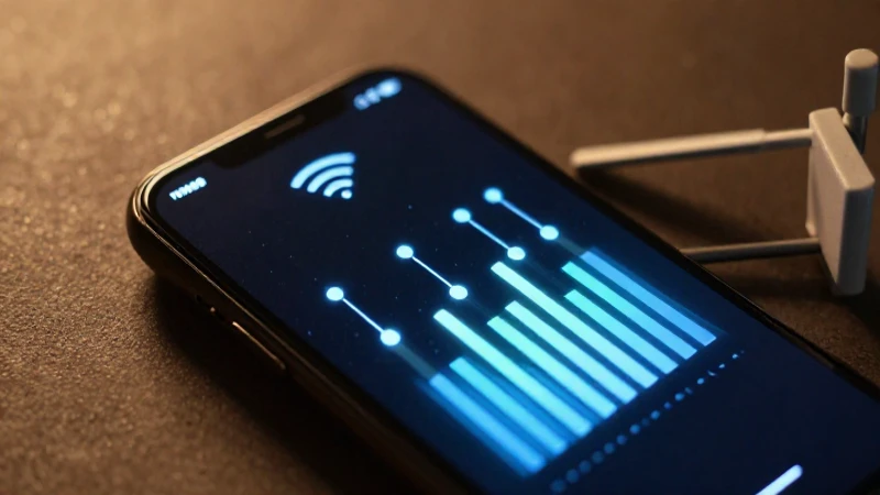 Teléfono muestra señal brillante y futurista