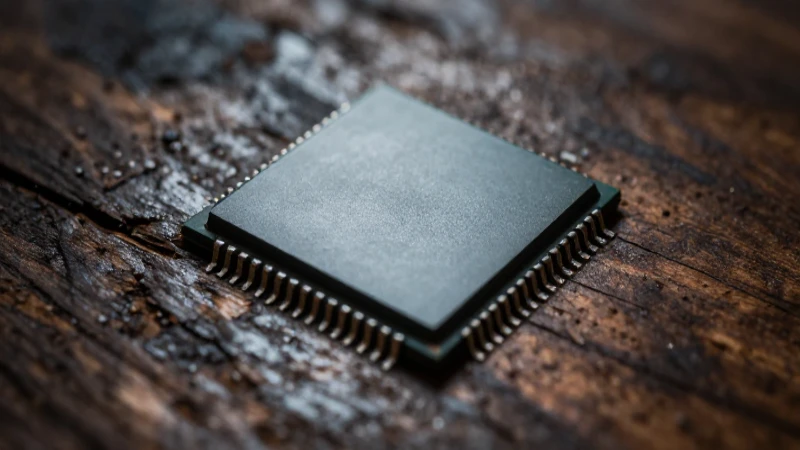 Microchip incrustado en madera, dramático contraste