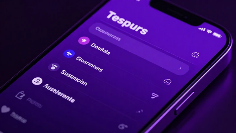 Pantalla morada muestra opciones futuristas
