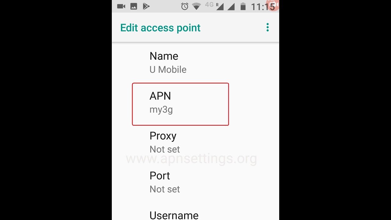 Configuración para APN Malaysia U Mobile APN Settings