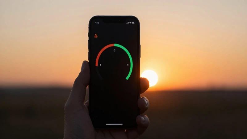 Teléfono muestra señal con atardecer cinematográfico