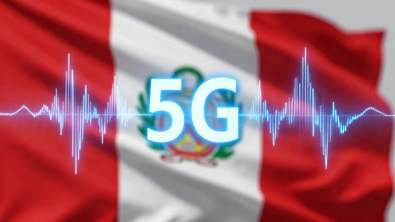 Onda 5G con bandera peruana borrosa