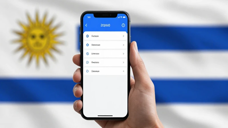 Smartphone, ajustes de red y bandera uruguaya