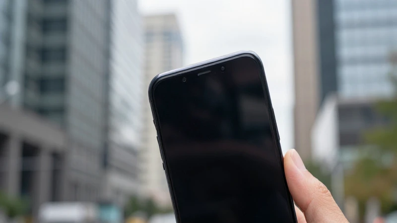 Smartphone Android con fondo urbano difuso