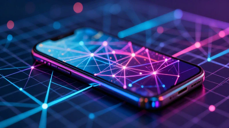Teléfono futurista en vibrante red neón