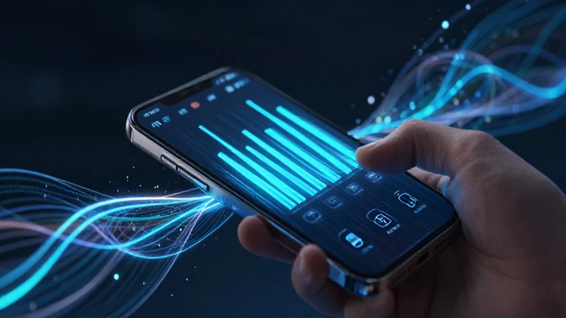 Smartphone Android con datos futuristas y luz cinematográfica
