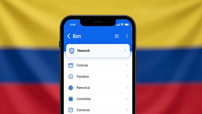 APN 5G INTERNET en COLOMBIA: ¡Descubre el SECRETO! 8 Smartphone con ajustes, bandera colombiana al fondo