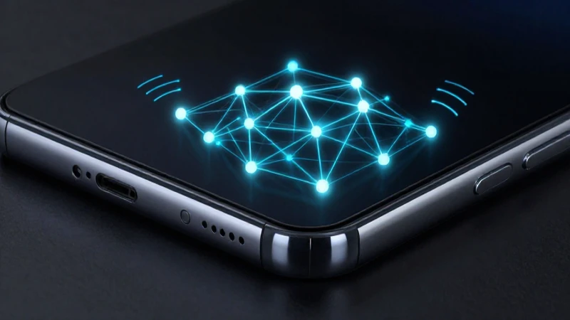 Smartphone futurista con señal e iluminación brillante