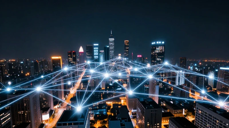 Ciudad futurista brillante con luces vibrantes