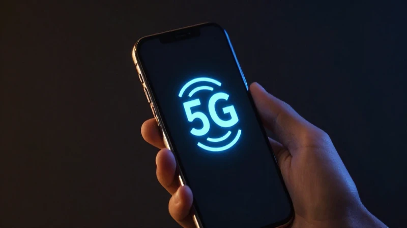 Pantalla muestra señal 5G con iluminación cinematográfica