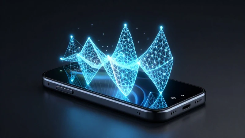 iPhone bajo luces volumétricas futuristas