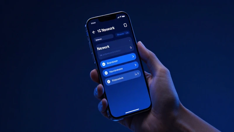 Smartphone azul brilla con ajustes de red