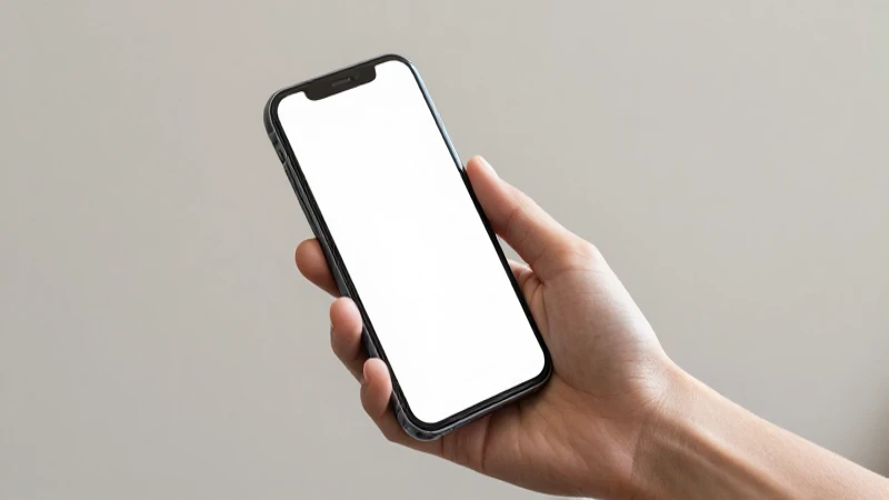 Celular en mano sobre fondo neutro