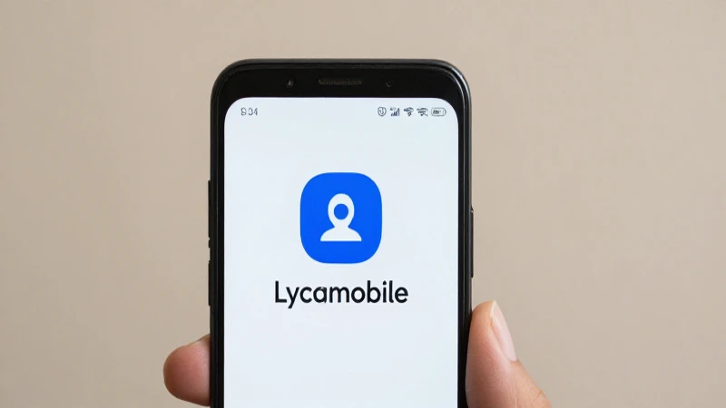 Smartphone Android con icono Lycamobile y luz suave