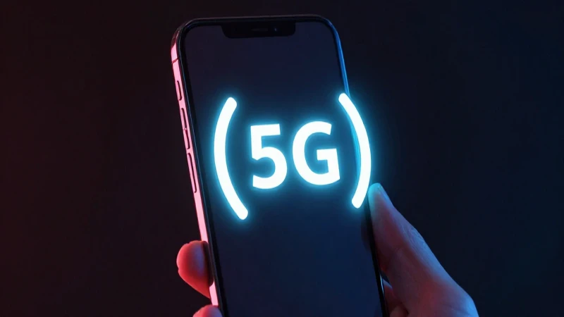 Teléfono Android con ícono 5G brillante