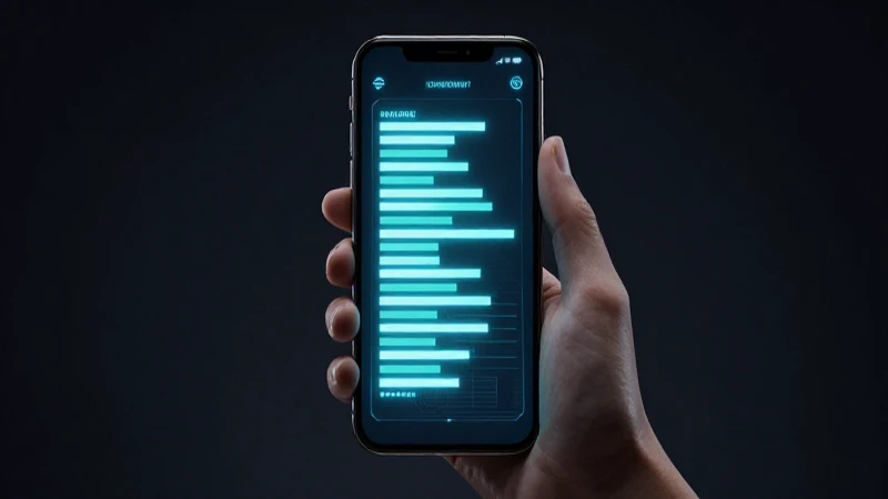 Teléfono moderno con interfaz futurista brillante