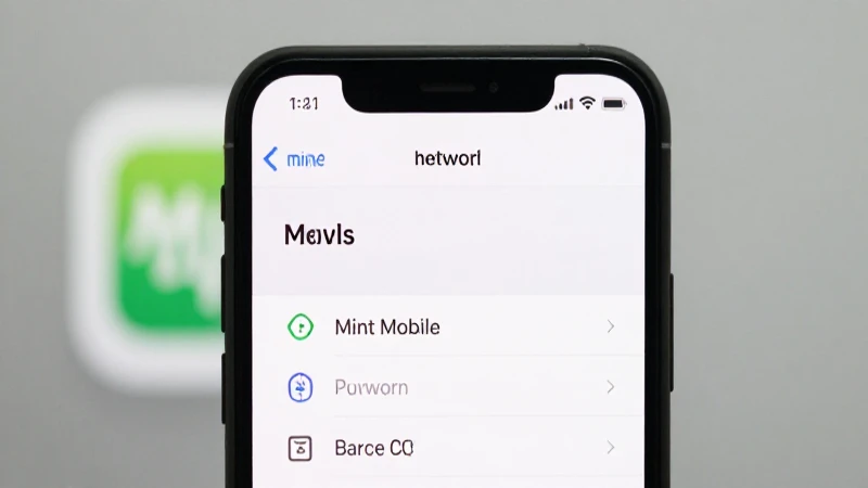 Teléfono muestra ajustes con logotipo Mint Mobile