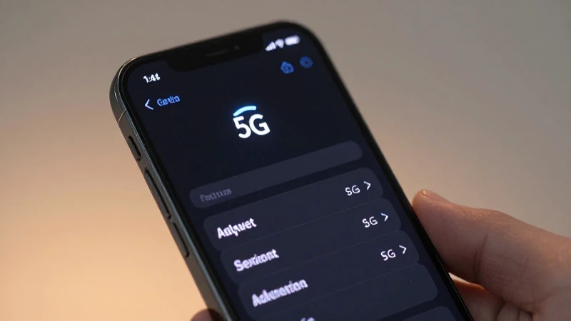 Smartphone muestra ajustes con señal 5G activa
