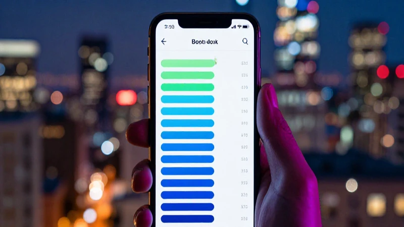Smartphone muestra señal contra fondo urbano