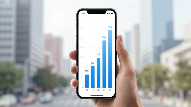 Smartphone muestra señal en fondo urbano