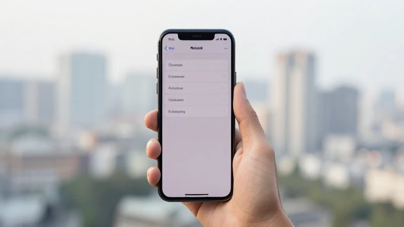 Smartphone muestra ajustes con ciudad desenfocada