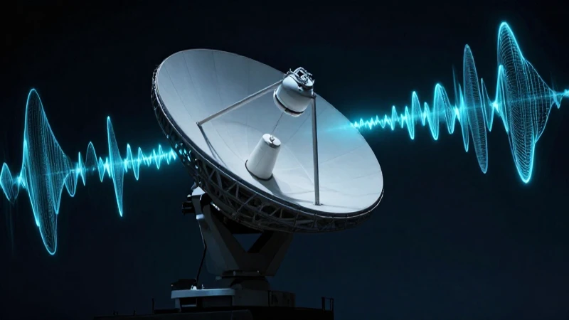Antena parabólica emite señal futurista