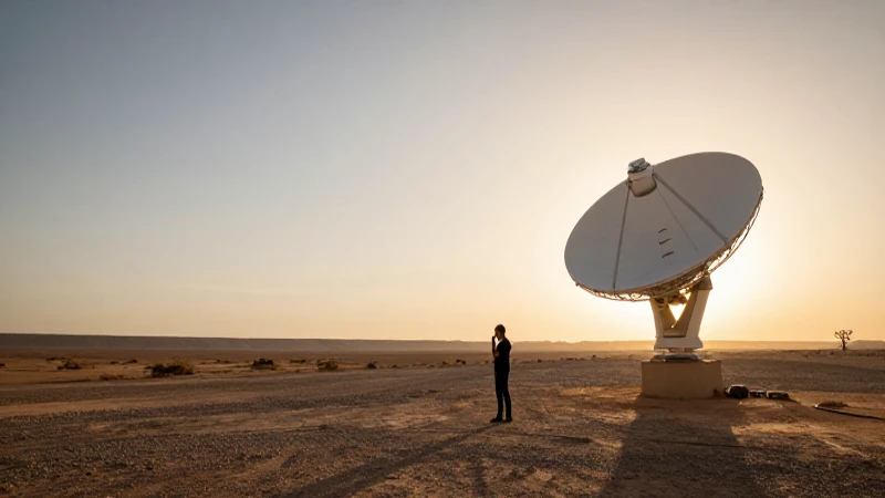 Usuario móvil en desierto al atardecer